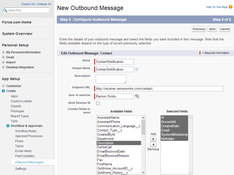 Building an outbound message