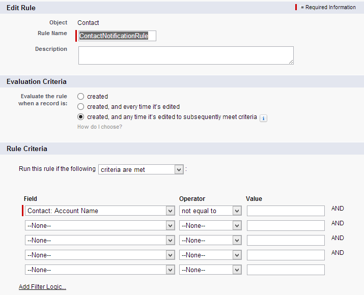 Create a new workflow rule